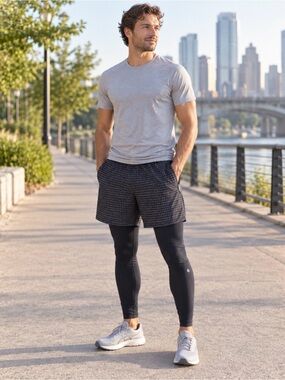 Lululemon Surge Tight 2-in-1 Men’s Medium Running Shorts Leggings Black